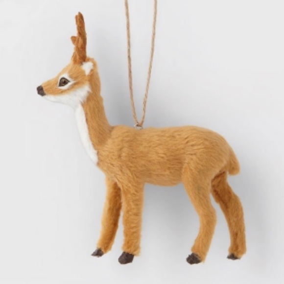 Faux Fur Deer with Antlers Ornament, Light Brown, NWT - Picture 2 of 2